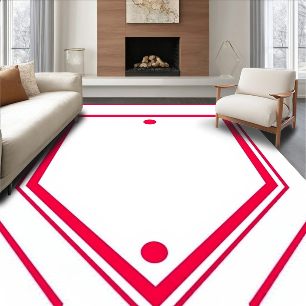 Bold Crimson Shield with Dots Rug