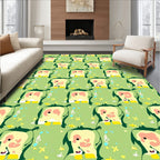 Playful Green Abstract Character Rug