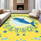 Blue Dolphin Alphabet Circle Yellow Rug