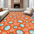 Ocean Coral Seashell Swirls Rug