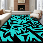 Electric Blue Black Abstract Shards Rug