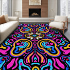 Vibrant Psychedelic Swirls Floral Rug