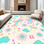 Retro Swirls and Stars Cloudscape Rug