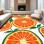 Vibrant Orange Citrus Slice Foliage Rug