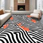 Coral Abstract Organic Zebra Lines Rug