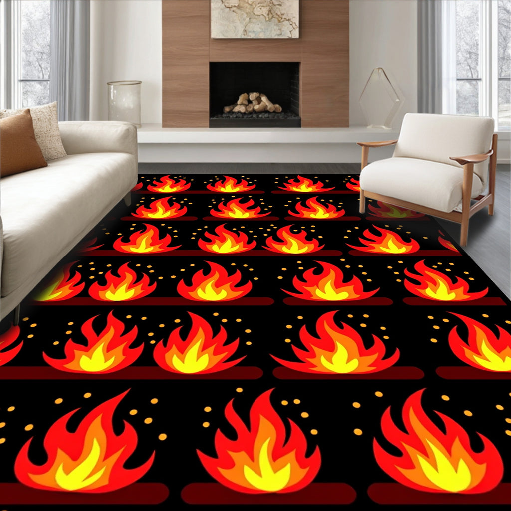 Fiery Flames With Gold Sparks Rug