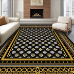 Black Gold Geometric Mandala Rug