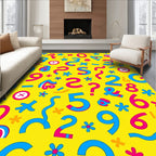 Vibrant Yellow Number And Symbol Collision Rug
