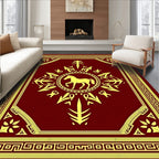 Crimson Golden Horse Medallion Border Rug