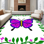Vibrant Pink Butterfly Garden Frame Rug