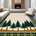 Dark Green Pine Forest Bordered Rug