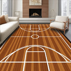 Wooden Basketball Court Lines Rug