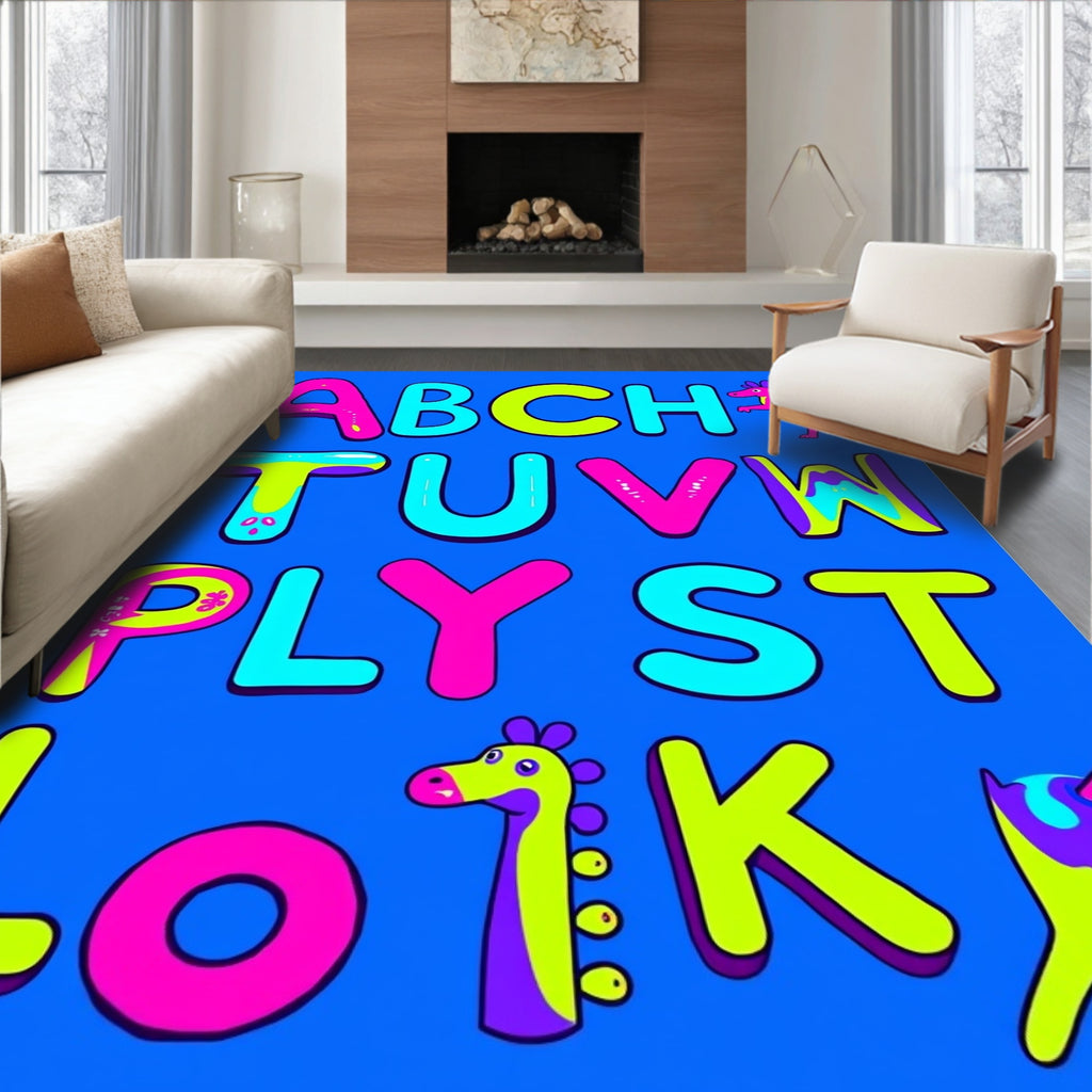 Kid's Funky Alphabet Neon Rug