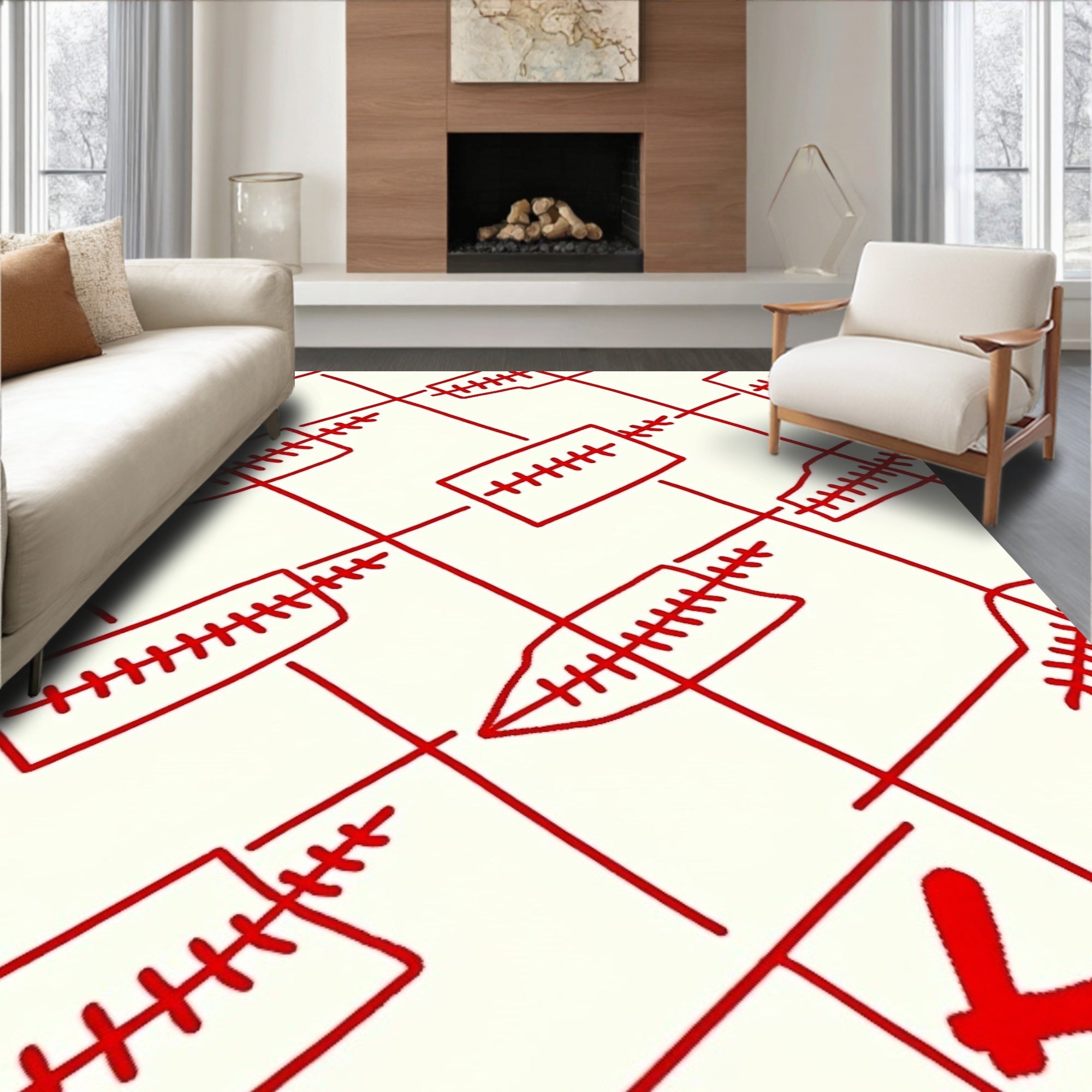 Crimson Laces Diamond Grid Rug
