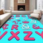Coral Pink Dolphins Alphabet Sea Rug