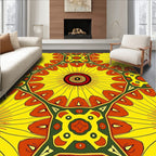 Radiant Yellow Sunburst Medallion Rug