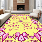 Pink Orchid Monogram Frame Rug