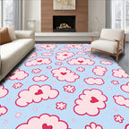 Pink Cloud Hearts Sky Arrangement Rug