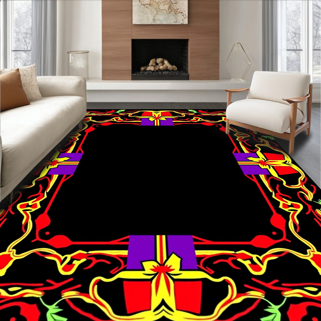 Red Yellow Purple Festive Gift Border Rug