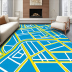 Blue Yellow Grid Street Map Rug