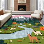 Woodland Stream Horse Meadow Scene Rug