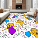 Jolly Yellow Lion Blue Purple Balloons Rug