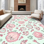 Whimsical Pink Floral Heart Garden Rug