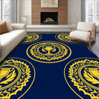 Navy Gold Trophy Laurel Wreath Medallion Rug