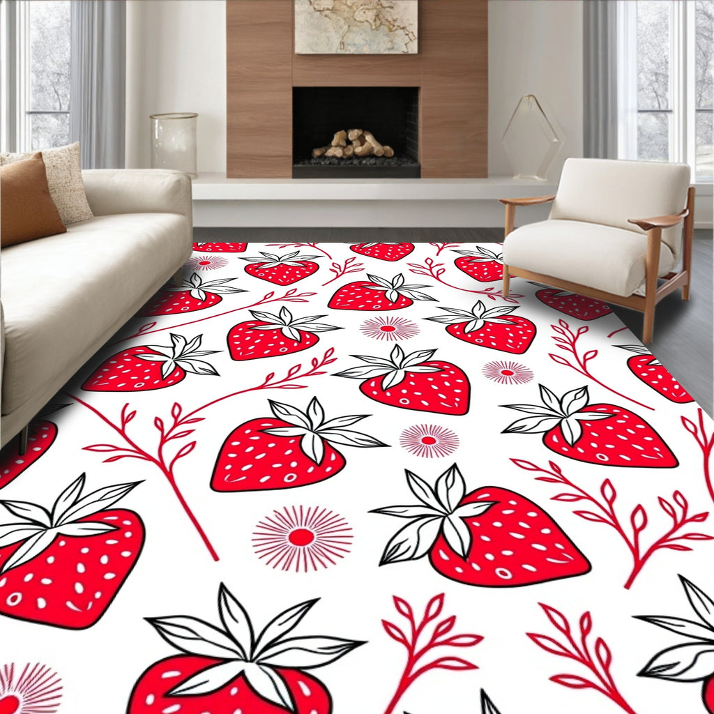Crimson Strawberry Twig Burst Rug