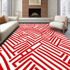 Bold Red Interlocking Stripe Rug