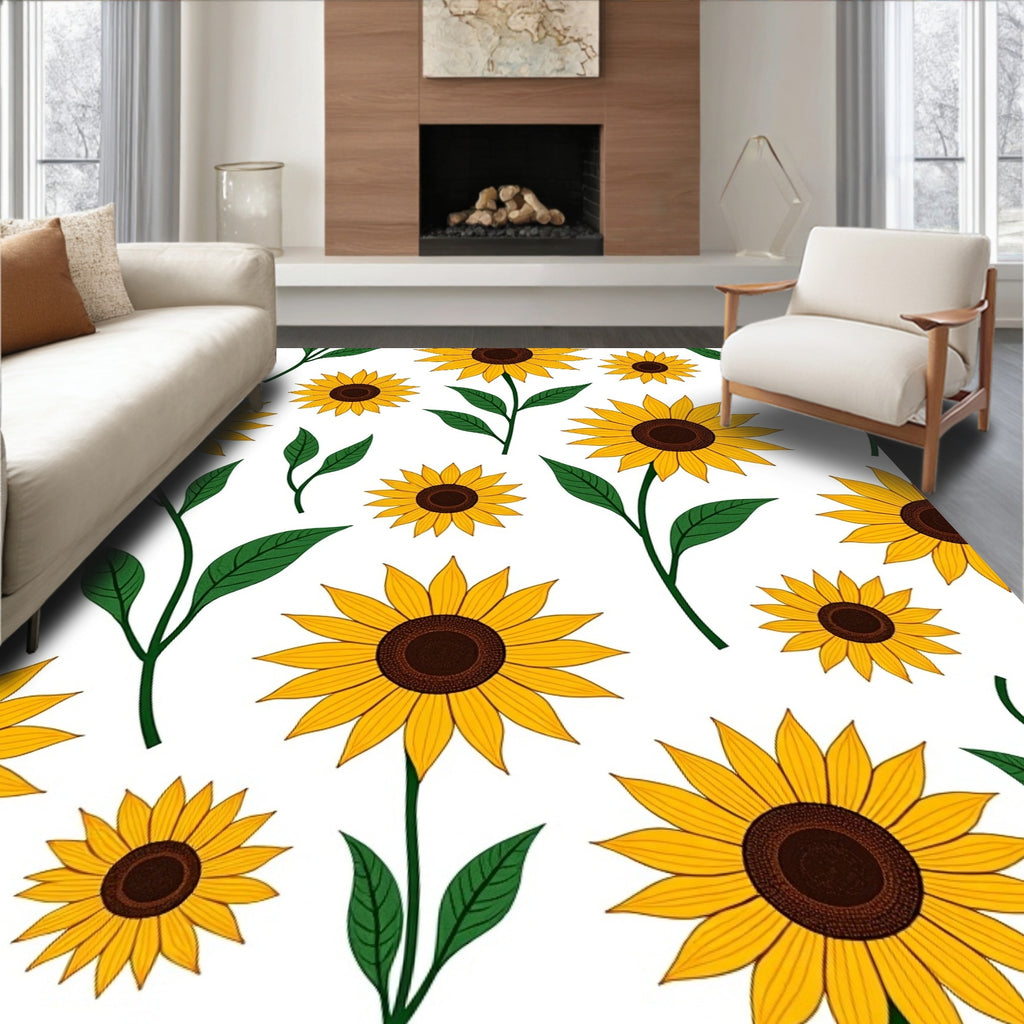 Golden Sunflower Garden Bloom Rug