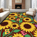 Golden Yellow Sunflower Garden Bloom Rug