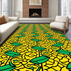Vibrant Yellow Green Branching Vines Rug