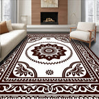Brown Central Medallion Bordered Rug