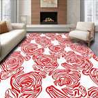 Bold Red Abstract Rose Swirl Rug