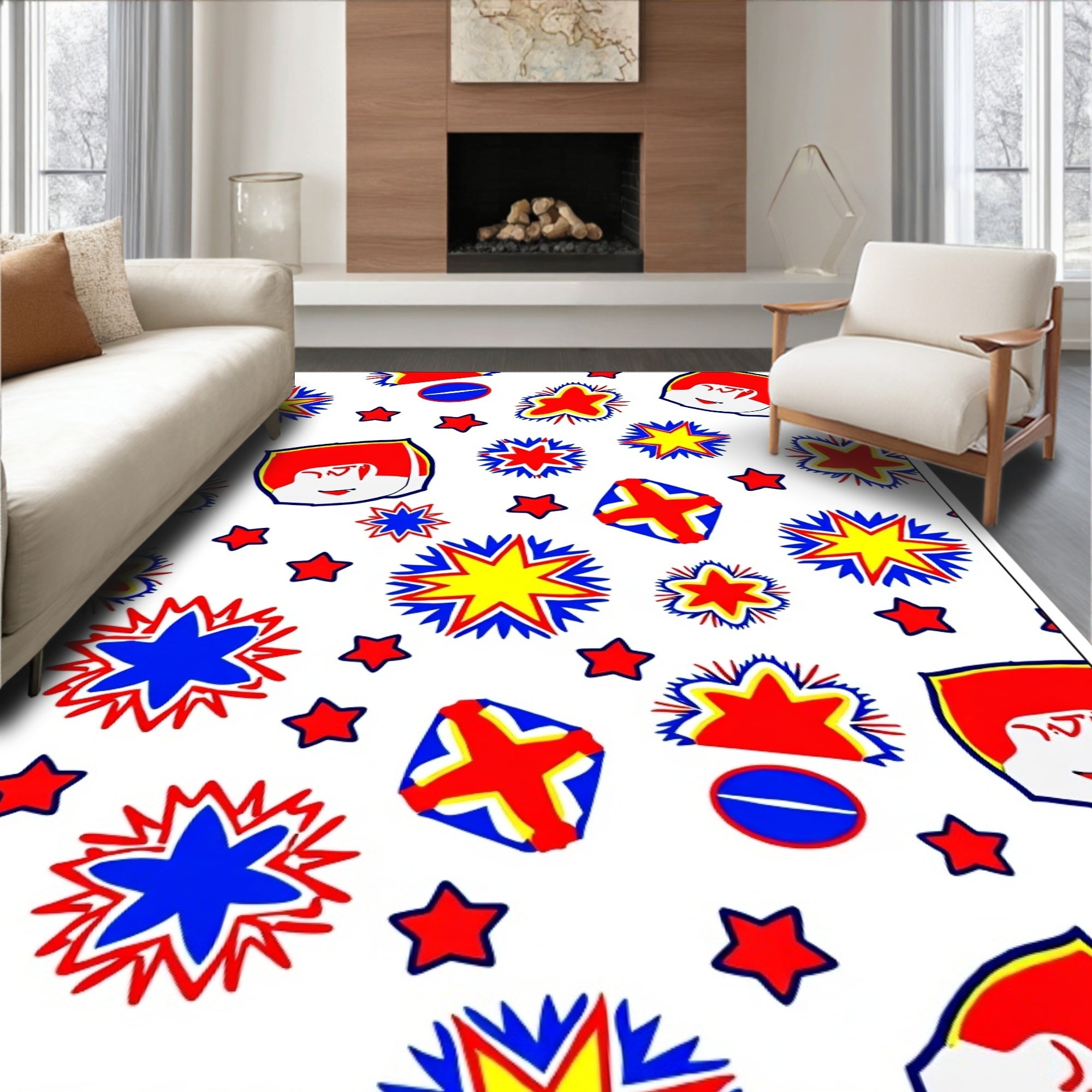 Retro Comic Pop Art Explosion Rug