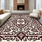 Ornate Crimson and Cream Medallion Rug