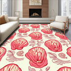Coral Seashell Botanical Arrangement Rug