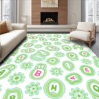 Whimsical Green Agate Alphabet Flowers Rug