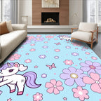 Whimsical Unicorn Floral Butterfly Pastel Rug