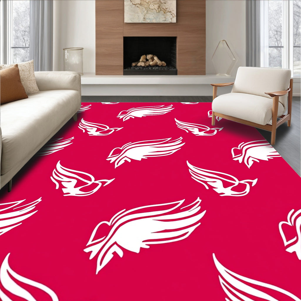 White Wings On Crimson Background Rug