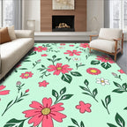 Spring Pink Daisy Meadow Rug