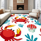 Red Crab Underwater Scene Rug