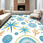 Coastal Blue Sunburst Starburst Medallion Rug