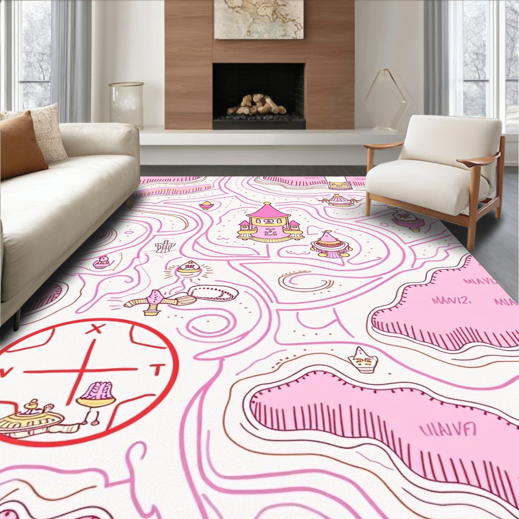 Pink Castle Maze Map Adventure Rug