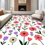 Coral Pink Daisy Tulip Garden Rug