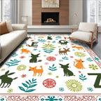Whimsical Folk Art Animals and Botanicals Rug