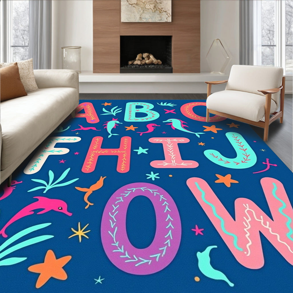 Oceanic Alphabet Marine Life Rug