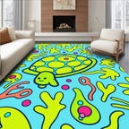 Whimsical Lime Green Turtle Ocean Buddy Rug