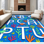 Nautical Alphabet Ocean Coral Fish Rug